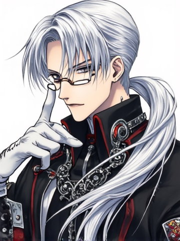 Gothic Silver-Haired Handsome Anime Character