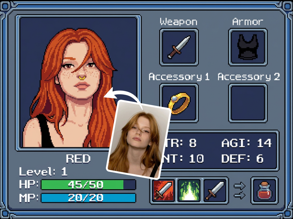 AI RPG Loadout: Turn Yourself Into a Game Character Screen | Pollo AI