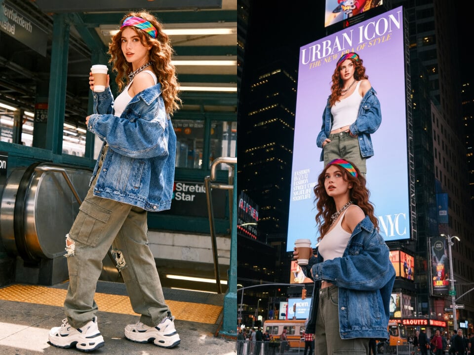 AI Times Square Billboard Selfie